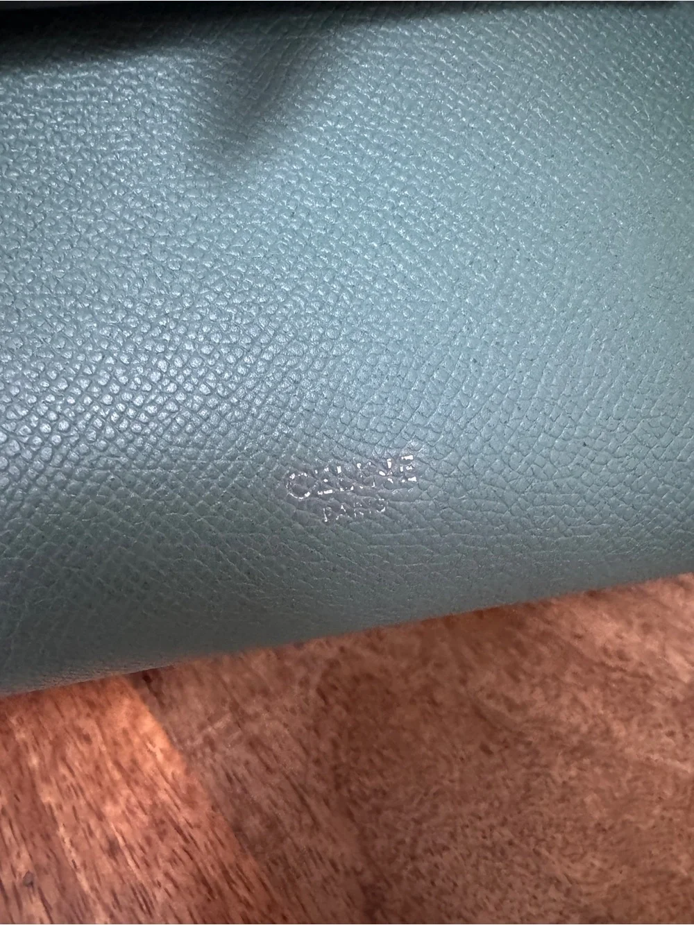 Celine Sage Green Leather Satchel with  Scarf Accent